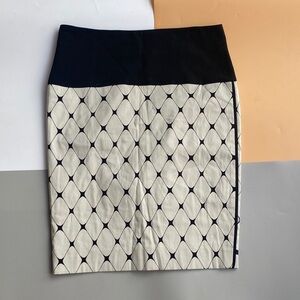 Narciso Rodriguez Black and Cream Geometric Pencil Skirt